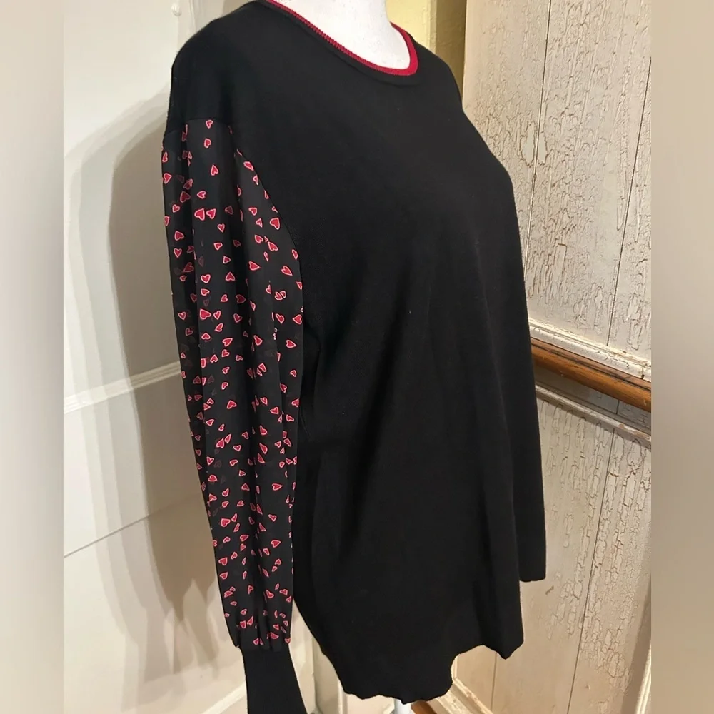 DKNY Black Knit Top with Sheer Sleeves. - Picture 3 of 14